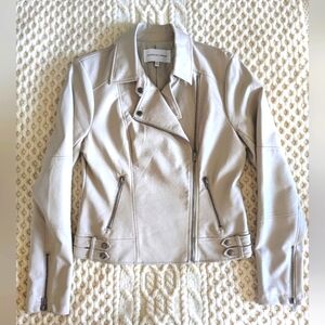 *CUPCAKES and CASHMERE* Vegan Leather MOTO Jacket, Beige "Latte", Sz Medium EUC!